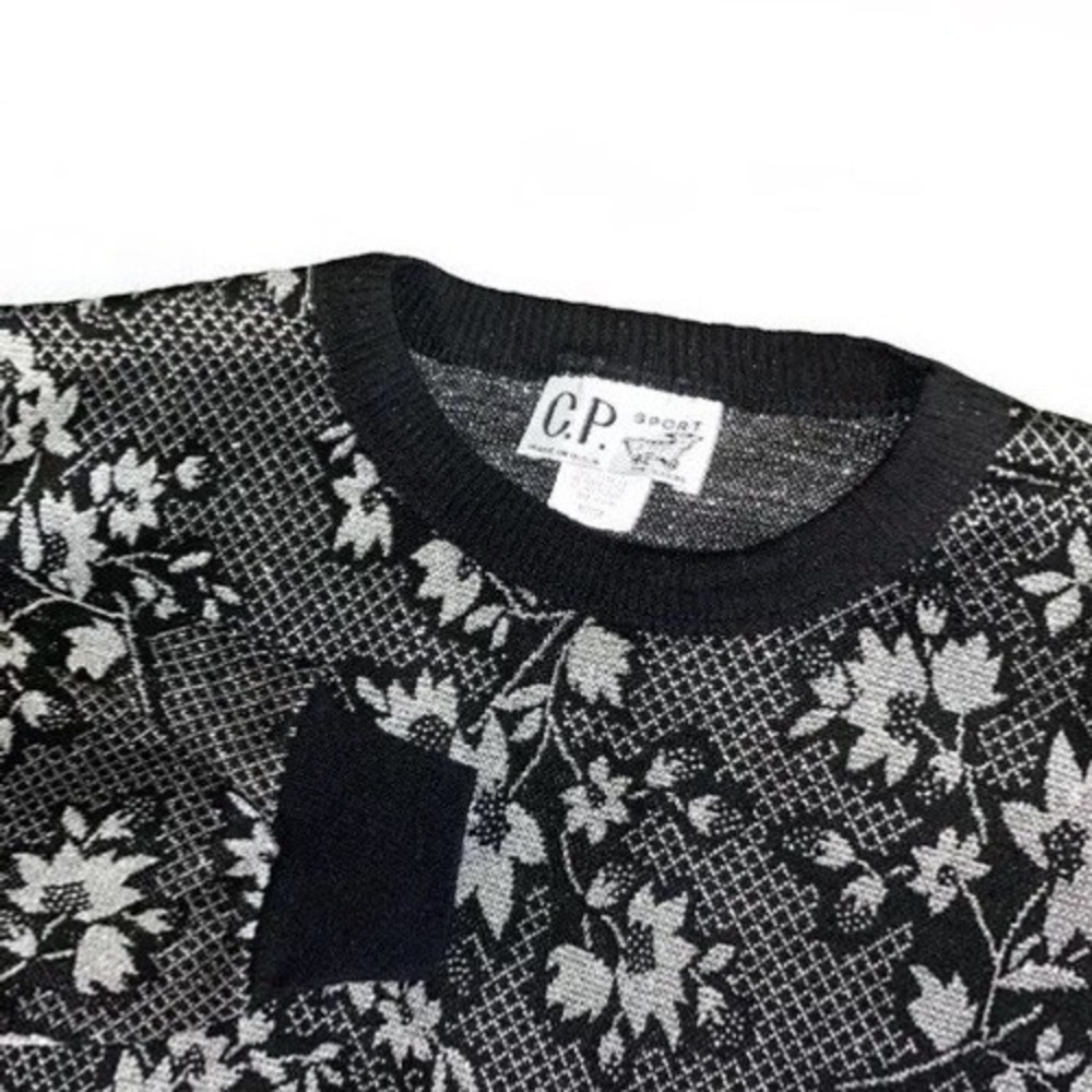 Vintage C.P. COMPANY Sports Size M MADE IN USA Long Sleeve Floral, Metallic‎ Top